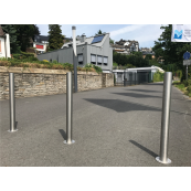 Stainless steel post |  60 mm | removable, self-engaging lockwith hot-dip galvanized ground socket part-no. 460.40 | with Euro profile cylinder lock and three keys | with 2 eyelets